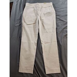 Chicos Tan Ankle Pants Flat Front Dress Stretch Pants Size 14 Josie Slim Short‎